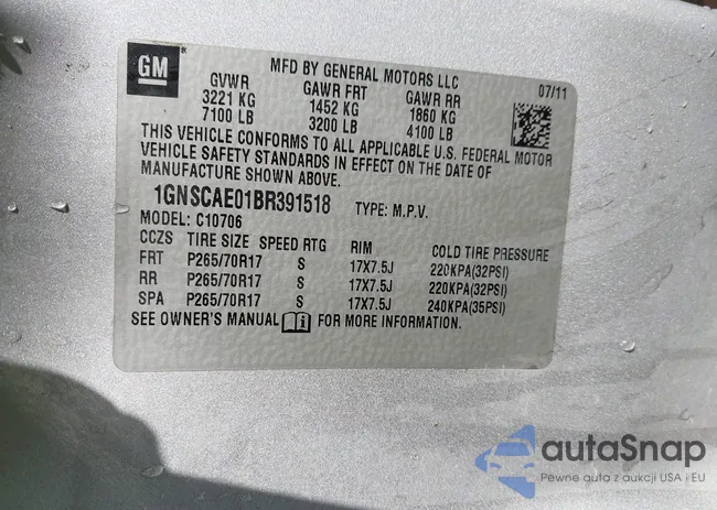 1GNSCAE01BR391518: 44270713