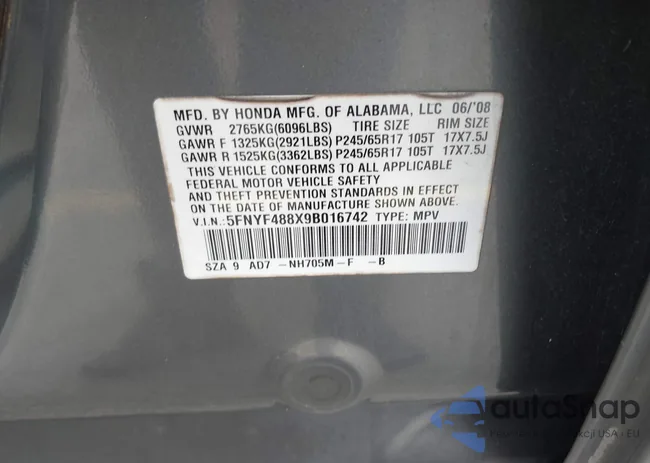 5FNYF488X9B016742: 44270760