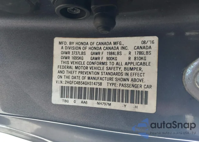 2HGFC4B54GH314758: 44270916