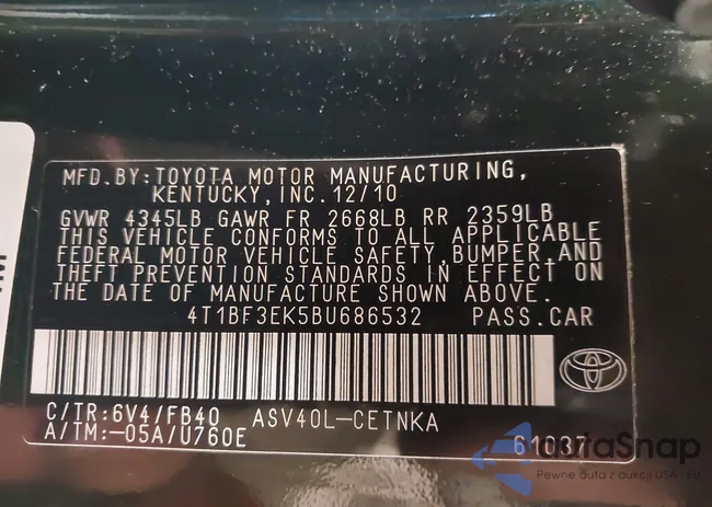 4T1BF3EK5BU686532: 44271061