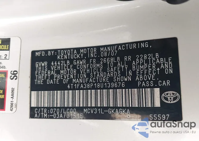 4T1FA38P18U139676: 44272164