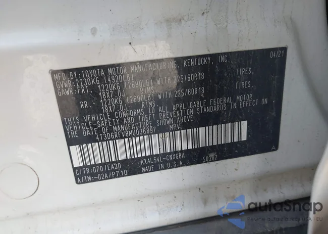 4T3D6RFV8MU036897: 44272271