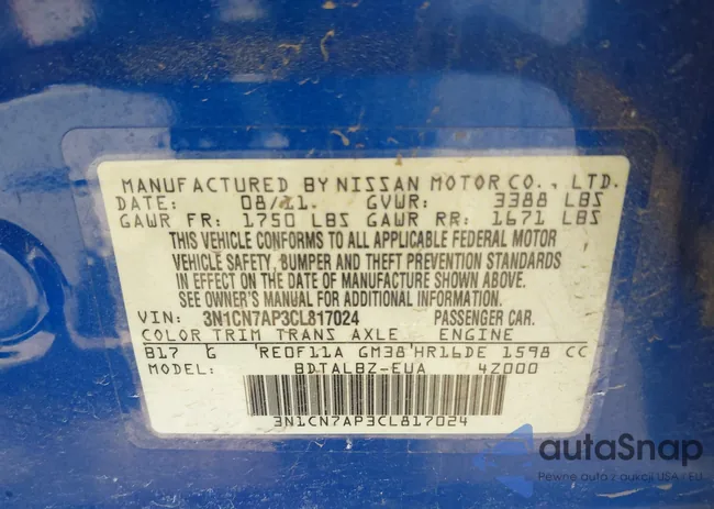 3N1CN7AP3CL817024: 44272433