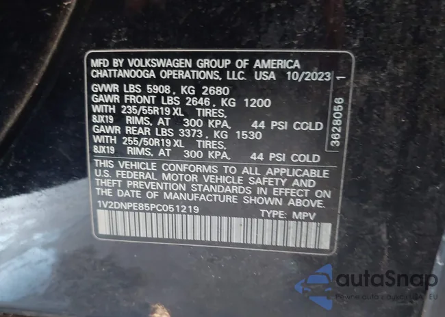 1V2DNPE85PC051219: 44272540