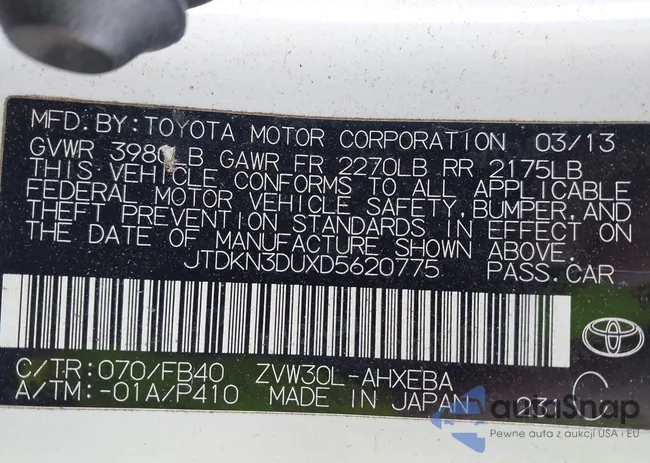 JTDKN3DUXD5620775: 44271734