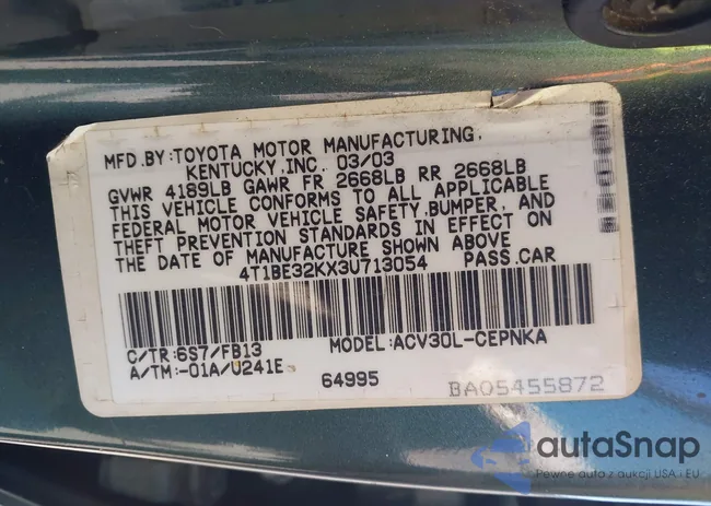 4T1BE32KX3U713054: 44271861