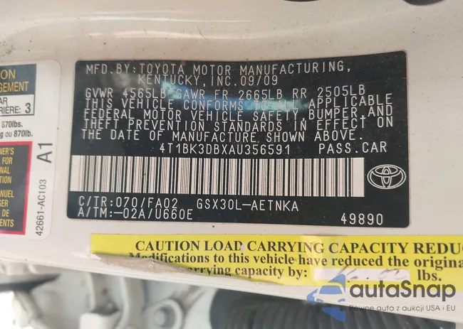 4T1BK3DBXAU356591: 44271916