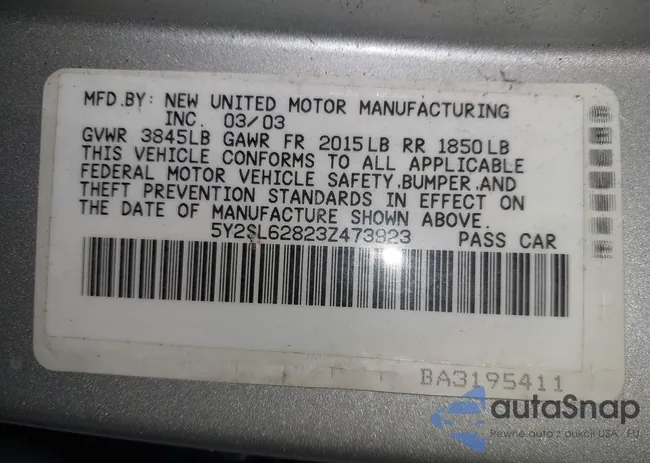 5Y2SL62823Z473923: 44273090