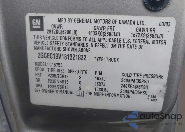 2GCEC19V131321832: 44273403