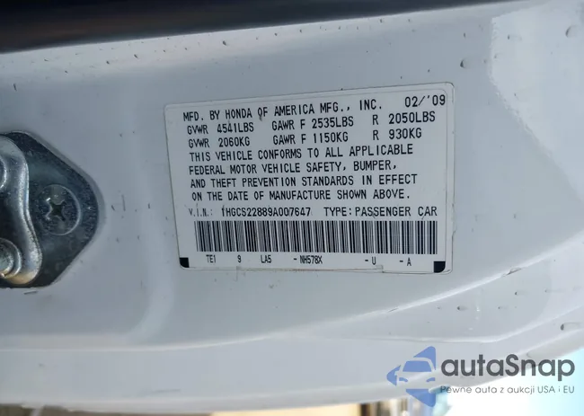 1HGCS22889A007647: 44273465