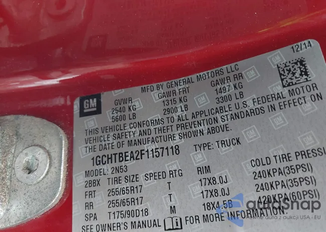 1GCHTBEA2F1157118: 44273533