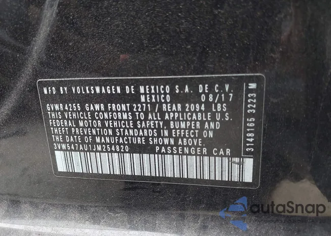 3VW547AU1JM254820: 44273566