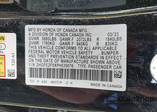 2HGFE2F5XPH535676: 44273642