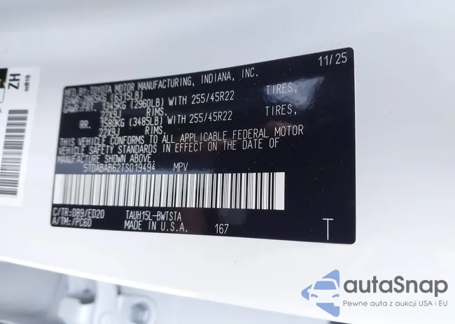 5TDABAB62TS019494: 44272705