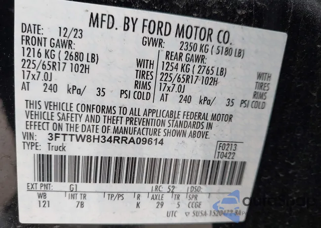 3FTTW8H34RRA09614: 44272790