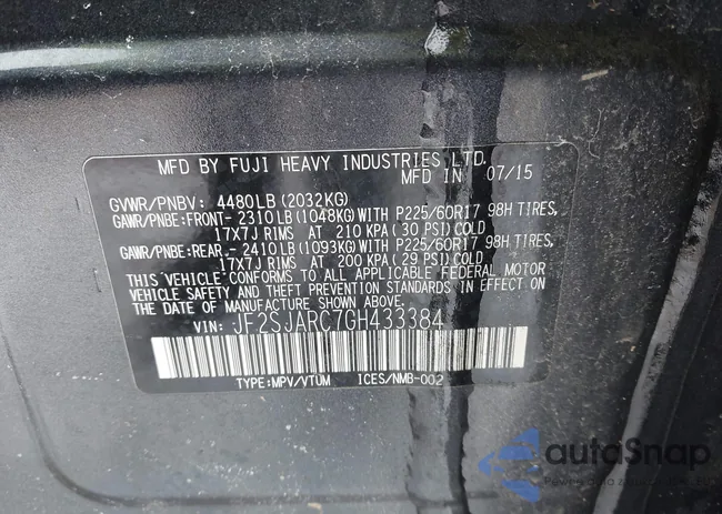 JF2SJARC7GH433384: 44274161