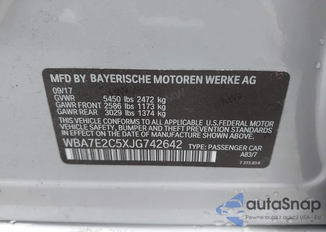 WBA7E2C5XJG742642: 44274212