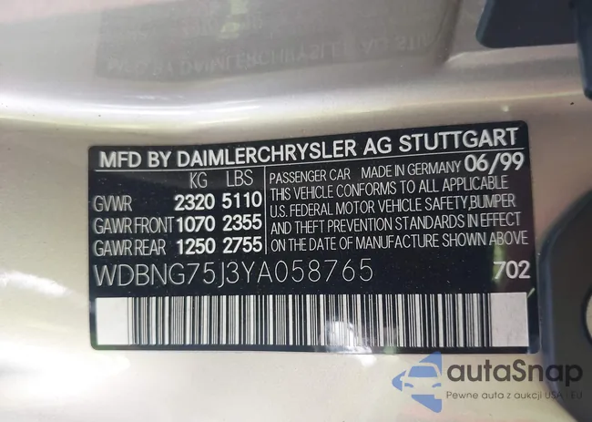 WDBNG75J3YA058765: 44274308