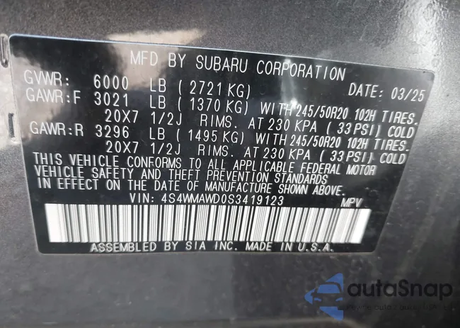 4S4WMAWD0S3419123: 44274581