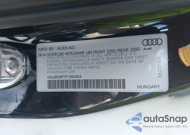 WAUBFGFF7F1050454: 44274616