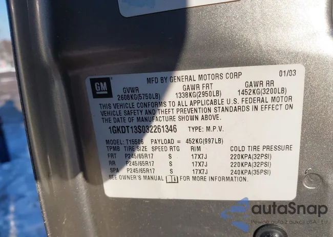 1GKDT13S032261346: 44273694