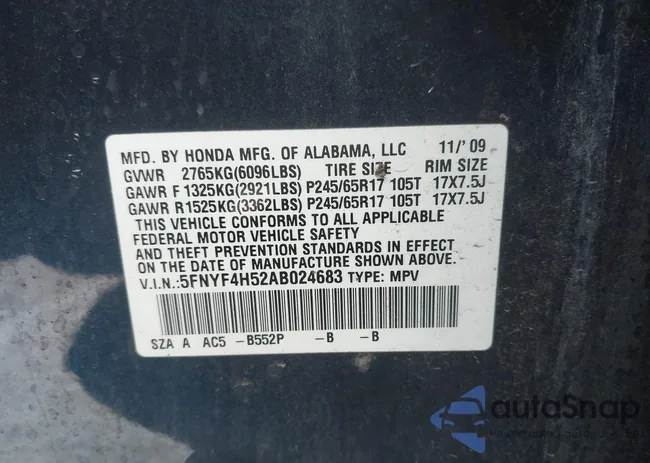 5FNYF4H52AB024683: 44273759