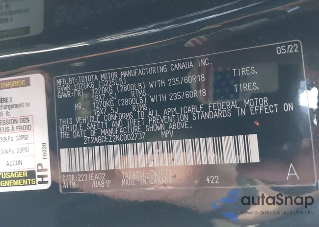 2T2AGCEZ2NC002737: 44273862