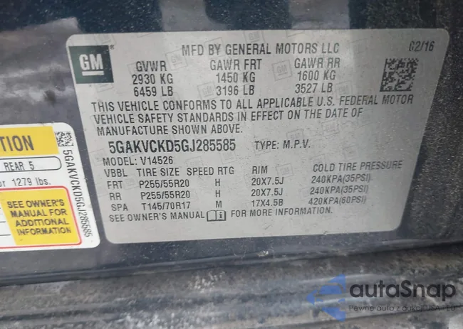 5GAKVCKD5GJ285585: 44273865