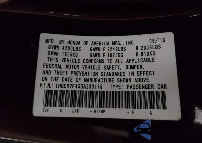 1HGCR2F45GA233175: 44275577