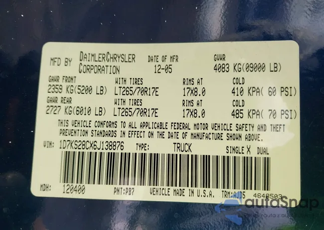 1D7KS28CX6J138876: 44274743