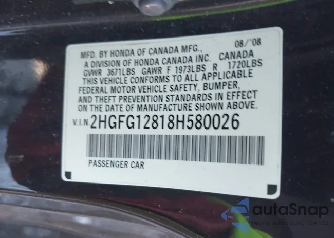 2HGFG12818H580026: 44274857