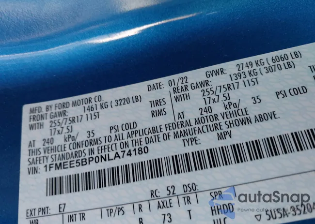 1FMEE5BP0NLA74180: 44276095