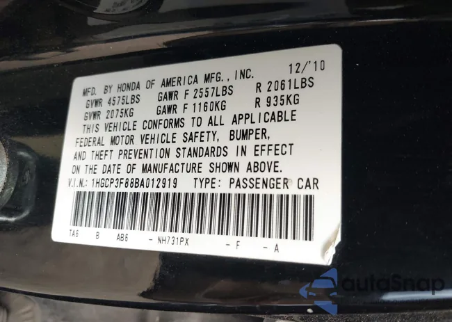 1HGCP3F88BA012919: 44276161