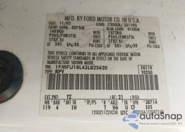 1FMFU18L43LB25620: 44276261