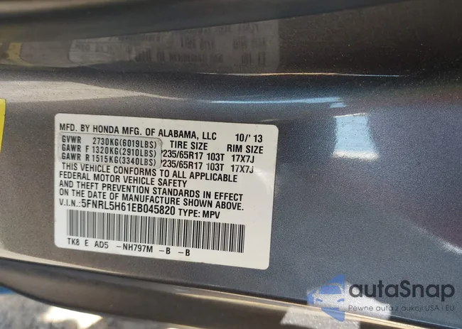 5FNRL5H61EB045820: 44276480