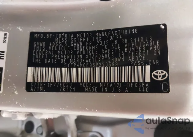 5YFP4MCE9SP220599: 44276487