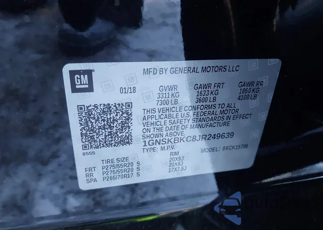 1GNSKBKC8JR249639: 44275724