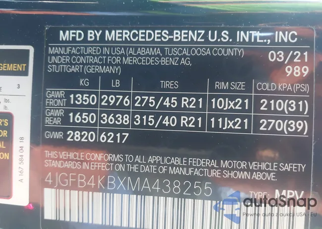 4JGFB4KBXMA438255: 44275823