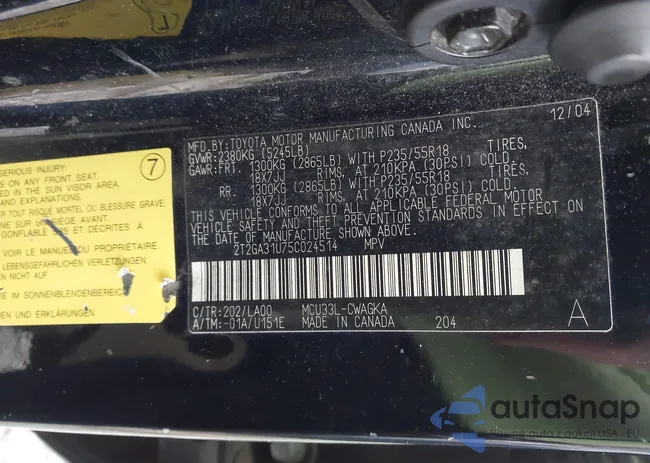 2T2GA31U75C024514: 44277264