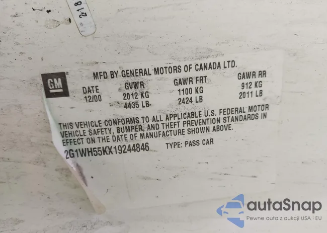 2G1WH55KX19244846: 44277272