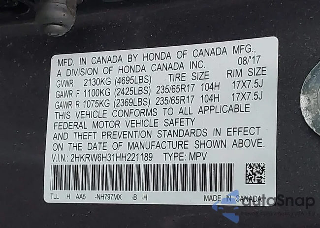 2HKRW6H31HH221189: 44277405