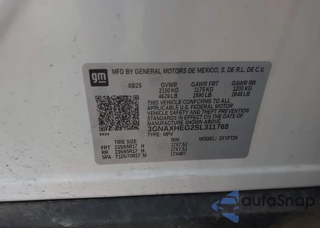 3GNAXHEG2SL311768: 44277426