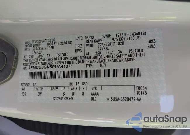 1FMCU0GN5PUA41371: 44277447