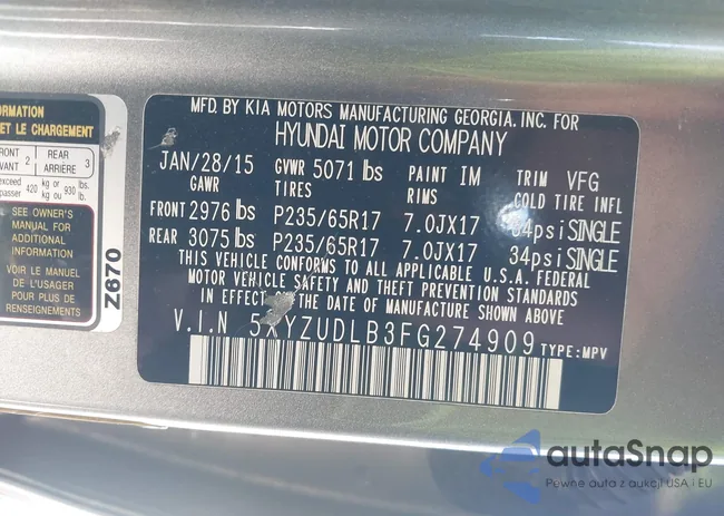 5XYZUDLB3FG274909: 44277485