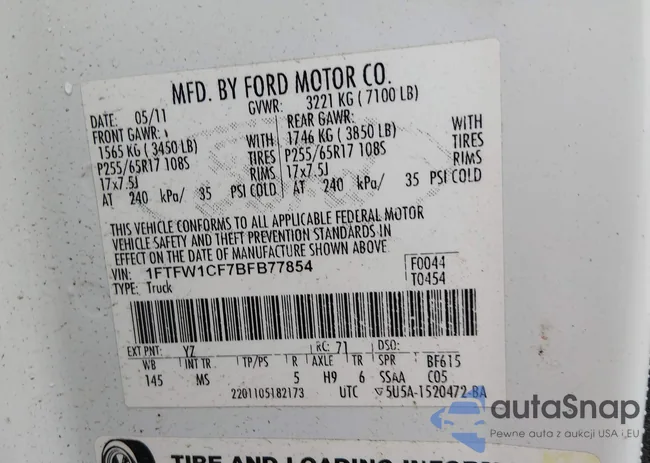 1FTFW1CF7BFB77854: 44277588