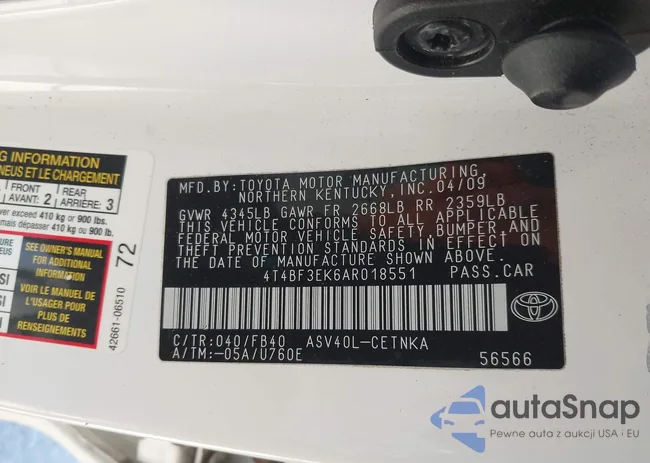 4T4BF3EK6AR018551: 44277630