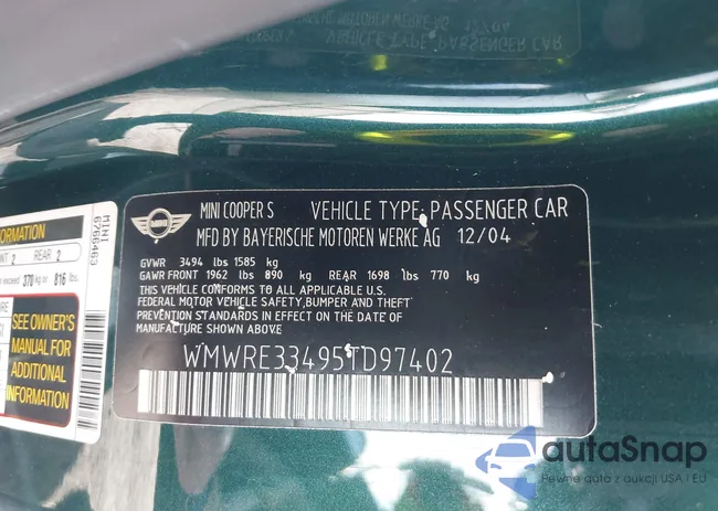 WMWRE33495TD97402: 44277674