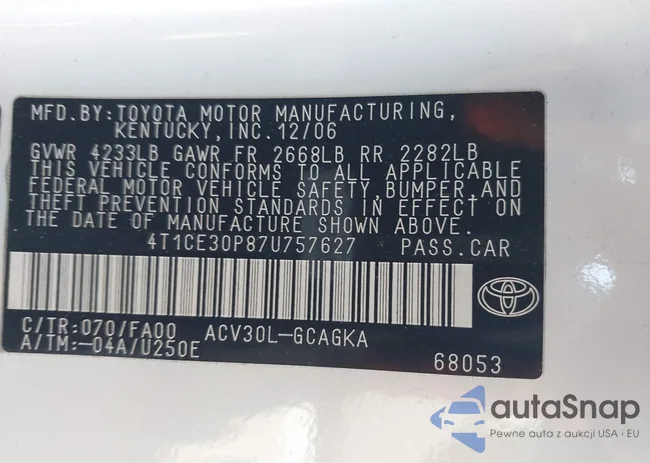 4T1CE30P87U757627: 44276737