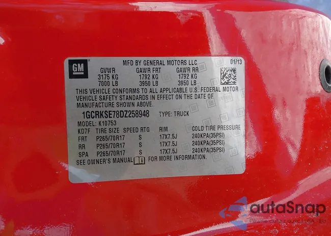 1GCRKSE78DZ258948: 44276761