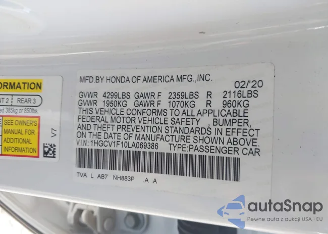 1HGCV1F10LA069386: 44276960